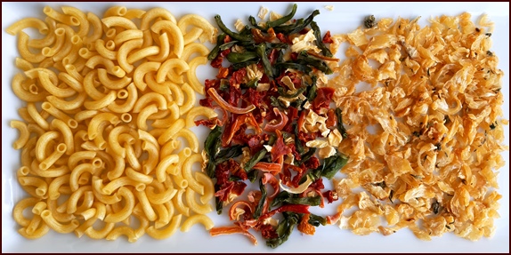 dehydrated fish vegetables macaroni