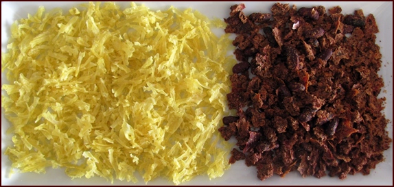 Dehydrated grated potatoes chili