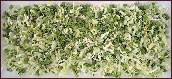 Dehydrated green onions.