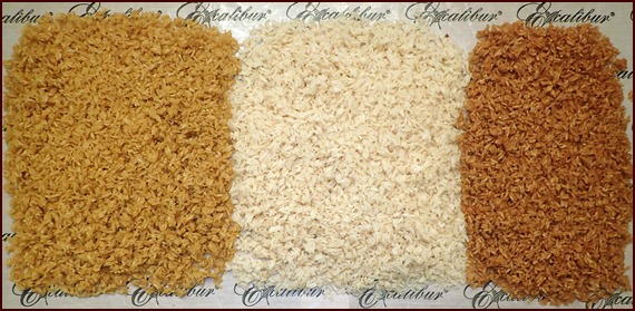 Rice was precooked in vegetable, chicken, and beef broth, then dehydrated.