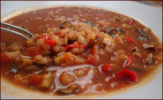 Rehydrated Ratatouille & Rice Soup.