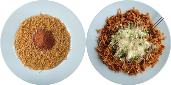 Dehydrated spaghetti backpacking meal.