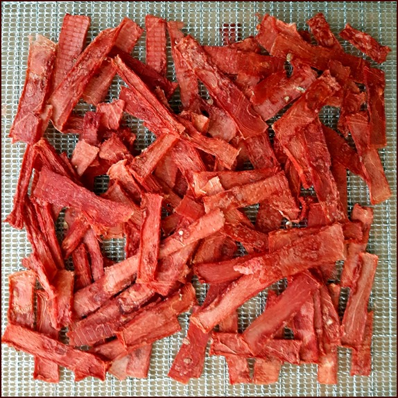Four servings of dehydrated watermelon.