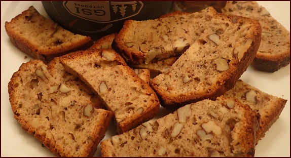 Banana-Pecan Cake dehydrated into crunchy trail cookies.