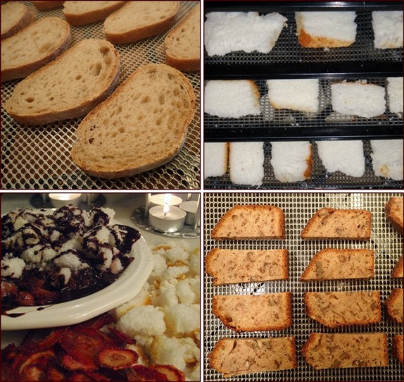 Dehydrating cake and breadcrumbs. Use dried breadcrumbs and cake in backpacking desserts.