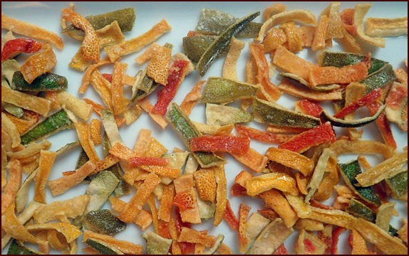 Dehydrated Candied Citrus Peels.