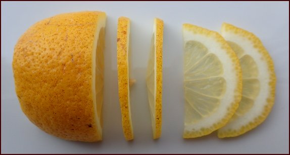 Slice Lemons thinly, cut slices in half, and dry with the cut side facing the fan. Dry at 115°F, not higher.