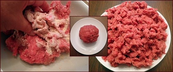 Adding breadcrumbs to ground beef before cooking and dehydrating.