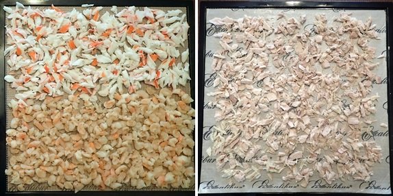 Dehydrating Meat: Seafood. Crab, Shrimp, and Tuna.