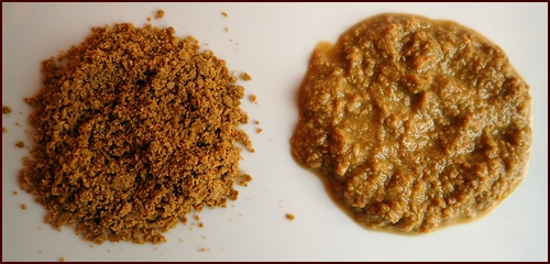 Reconstitute olive powder with an equal quantity of cold water.