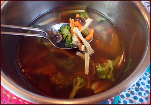 Tofu Vegetable Soup made with dehydrated tofu and vegetables.