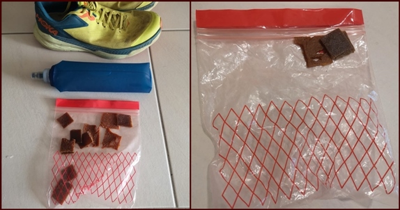 Figgy pudding pops packed for a half-marathon.