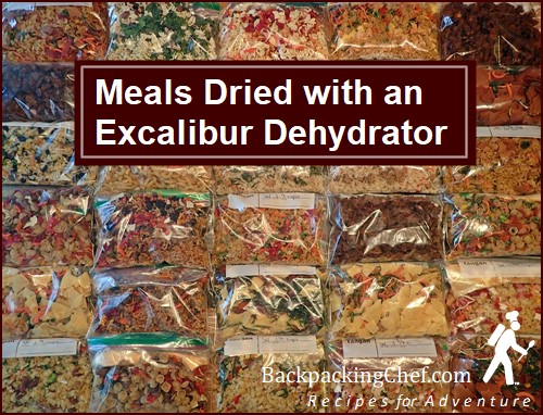 Meals dried with and Excalibur Food Dehydrator.