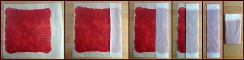 Fold tomato sauce leather like fruit leather.