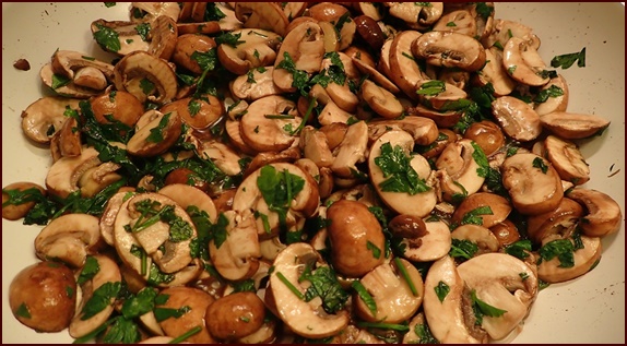 Mushrooms cooked for Green Lentil Stew.