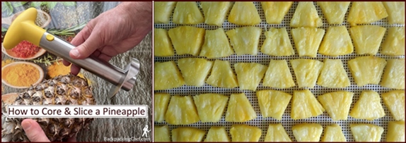 Pineapple chunks of equal thickness cut from rings.