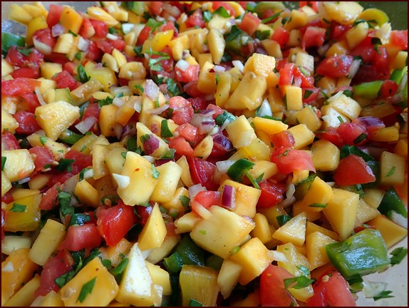 Mango salsa prepared. Learn how to make and dehydrate mango salsa.