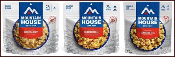 Backpacking breakfast entrees from Mountain House.