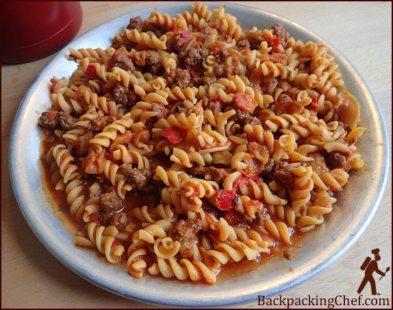 Rehydrated Rotini & Beef with Ratatouille.