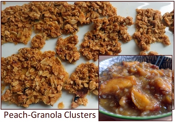 Peach granola clusters and peach crunch backpacking dessert.