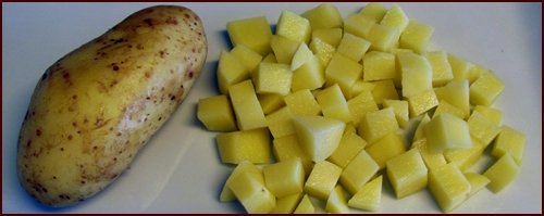 Pressure cook a potato to help add starch to pressure cooked chicken.