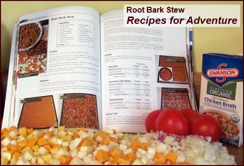 Making Root Bark Stew for 6-day Backpacking Food Plan.