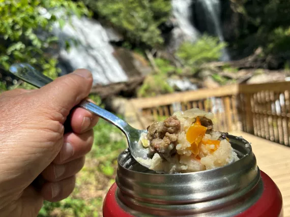 Meal prepared in thermos food jar.