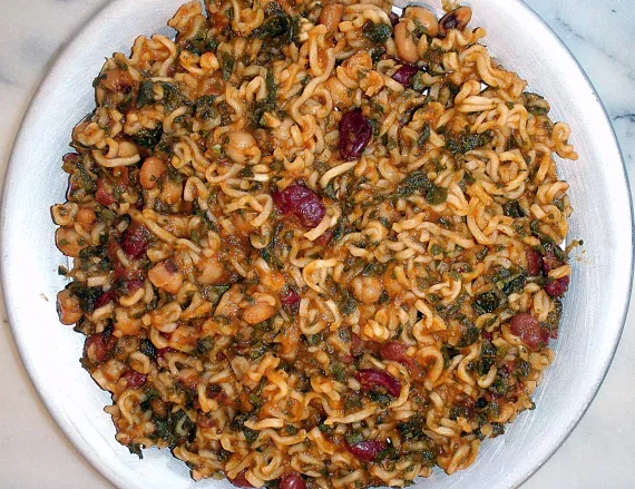 Spinach & Bean Raminara Rehydrated.