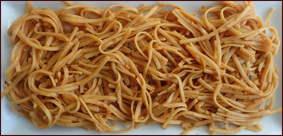 Thai peanut noodles and sauce combined.