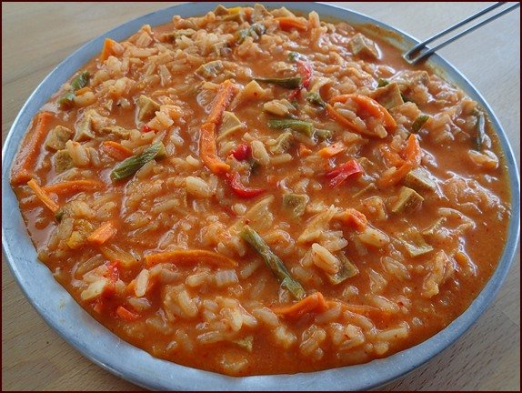 Thai Red Curry with Jasmine Rice, Vegetables & Tofu.