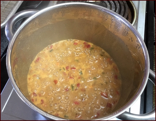 Thai Spicy Peanut Noodles on the stove.