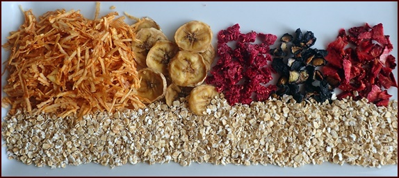 Dried ingredients for Bircher Muesli. Soak overnight in thermos using cold water.