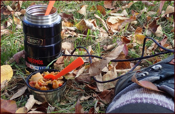 Thermos lunch, Appalachian Trail, Ratatouille & Noodles.