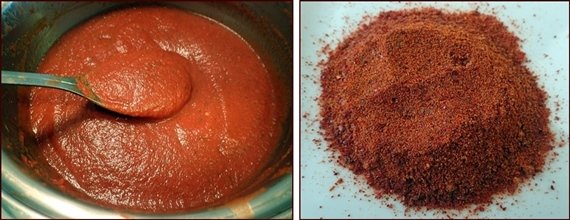 How to make tomato powder from tomato sauce leather.