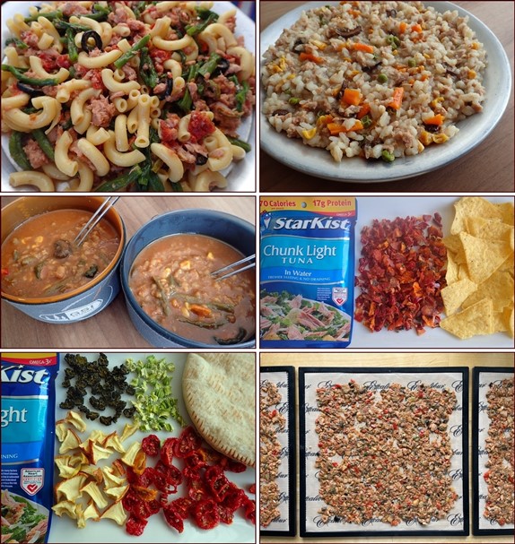 Tuna backpacking recipes on this page include Pasta with Tuna Sauce, Tuna Mac & Cheese, Tuna & Rice, Tuna Zuppa, Tuna & Pasta San Marzano, and Tuna Salsa Salad.