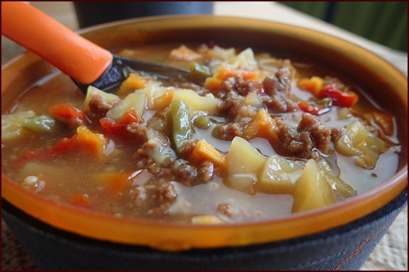 Vegetable beef soup with potatoes