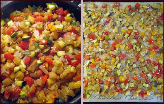 Cooking and dehydrating ratatouille