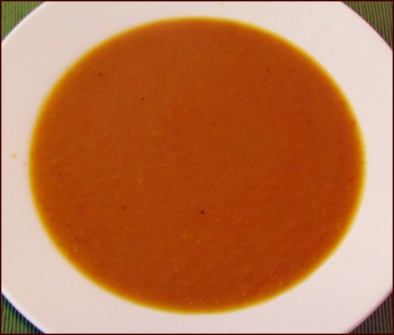 Rehydrated curry-carrot soup.